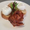Egg on toast with bacon